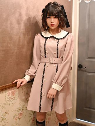 ciel ベージュ ダブルボタン 襟付き ミニワンピース ciel ベージュ ダブルボタン 襟付き ミニワンピース ワンピース
