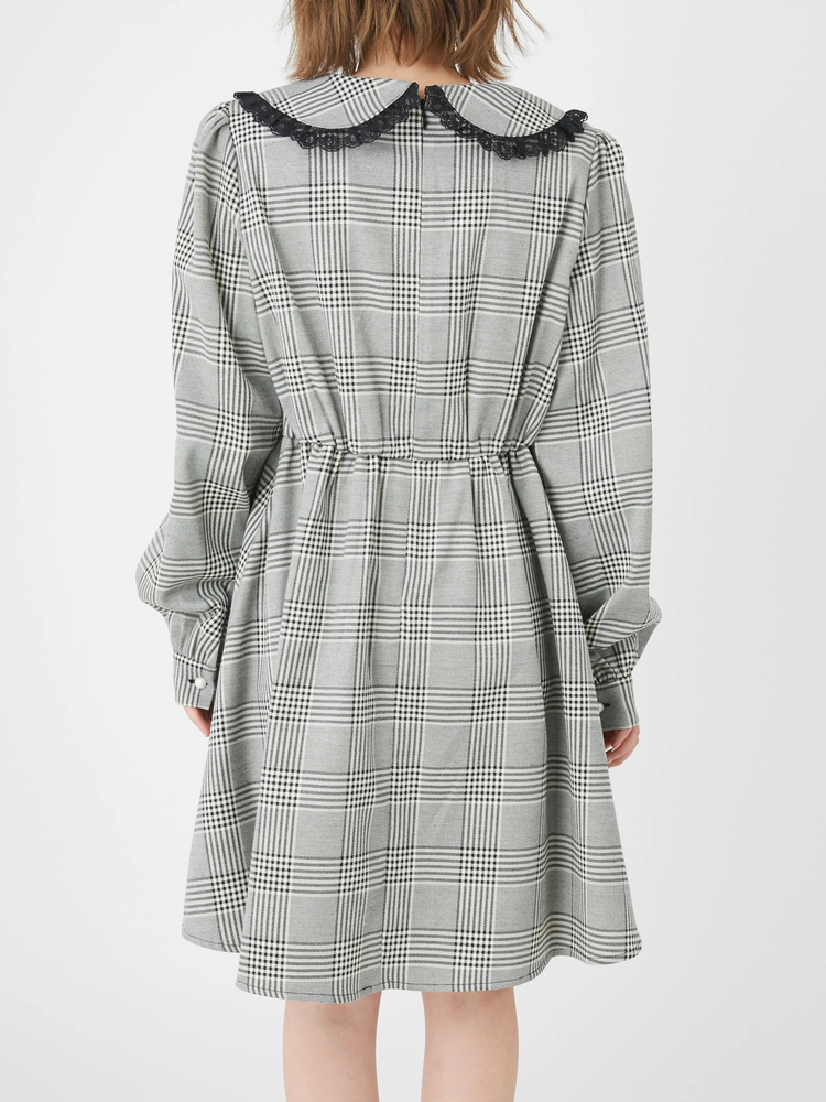 【超美品】クレージュ ワンピース 9AR ひざ丈 日本製　リボン　絹　チェック 超美品】クレージュ ワンピース 9AR ひざ丈 日本製 リボン 絹