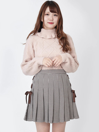 信頼への信頼 サイドスピンドル千鳥柄タックスカート - Ank Rouge(アン Clothing