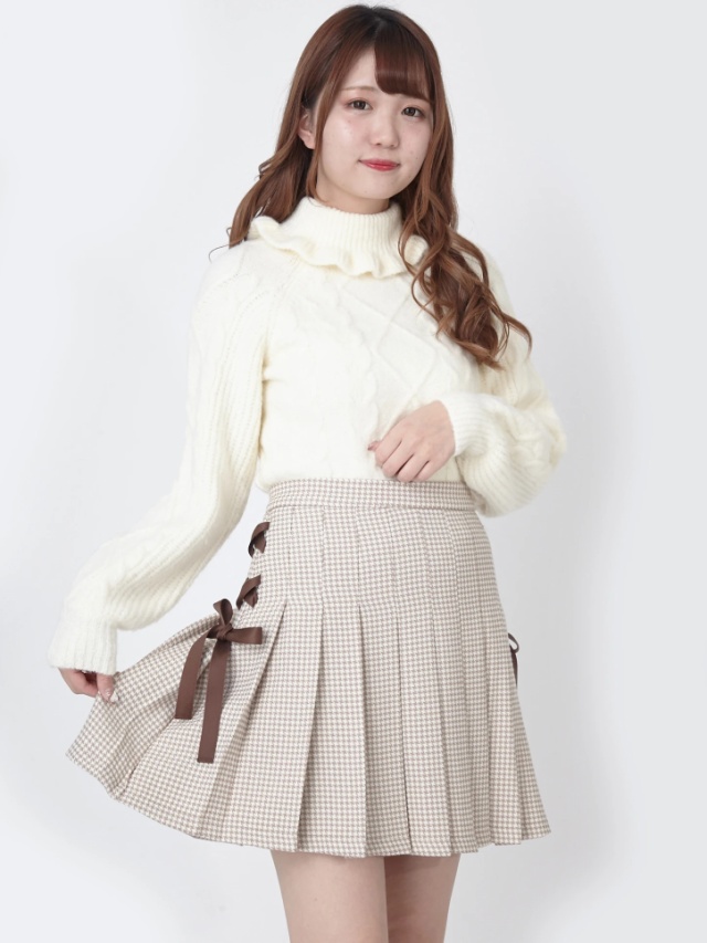 サイドスピンドル千鳥柄タックスカート - Ank Rouge(アンクルージュ)の  