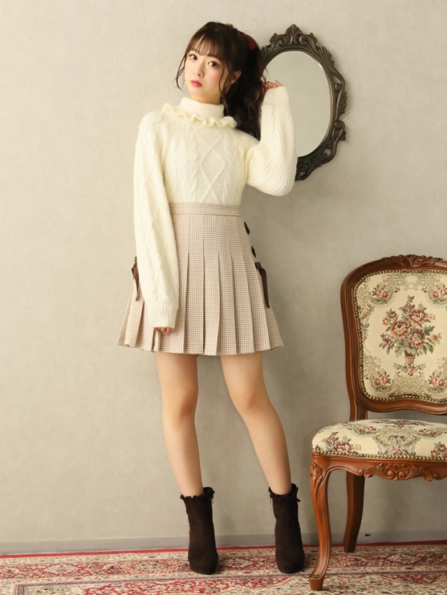 サイドスピンドル千鳥柄タックスカート - Ank Rouge(アンクルージュ)の  