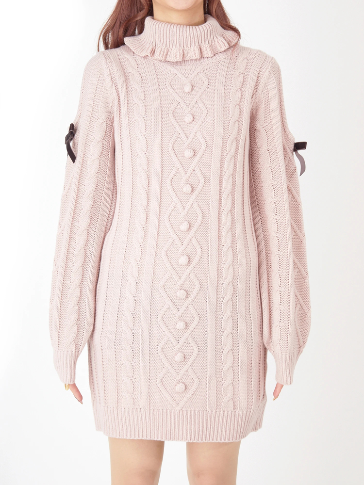 ハートケーブル肩開きニットワンピース - Ank Rouge(アンクルージュ)の