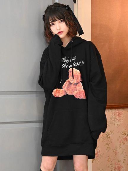 テディベアプリントBigパーカー(ベージュ)