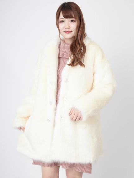 ビジューボタンエコファーコート Ank Rouge アンクルージュ のコート ファッション通販 Ailand アイランド