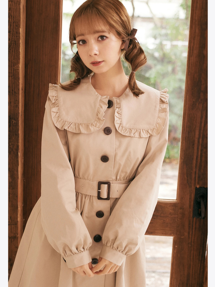 スクエアカラードーリートレンチ(ベージュ)