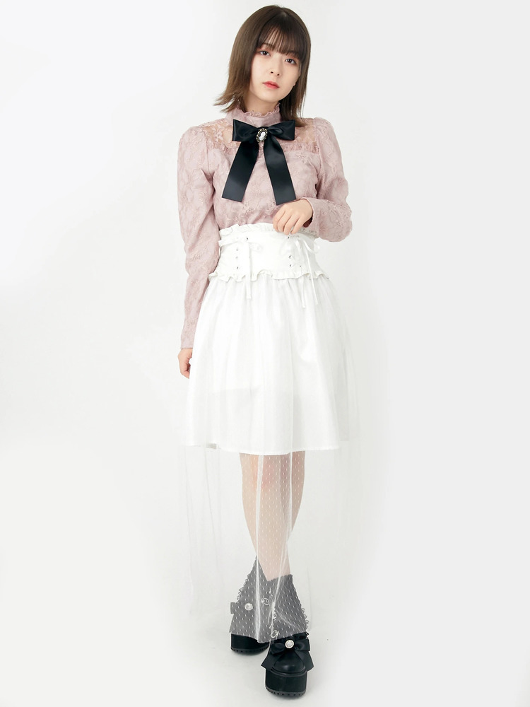 新品　HARE チュールレースベルトSK レッド ハンド刺繍 5cm幅サテンサッシュベルト 赤・BT-240003W-WRD