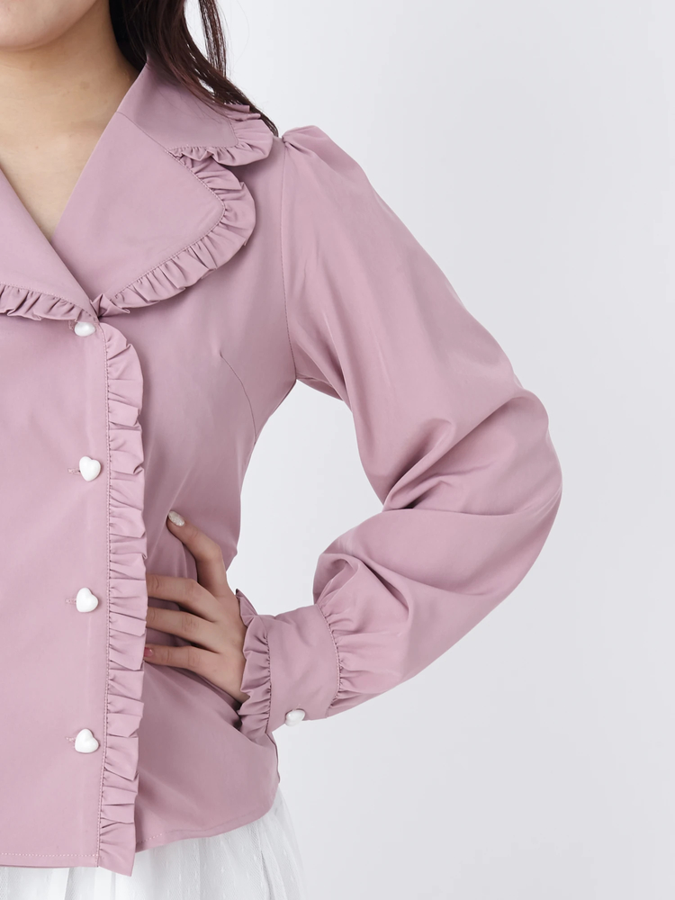 Bryceland's レーヨンシャツ　バーガンディ ハート柄　 40 WOMENS カラーラインスウェットシャツ バーガンディ/072344051