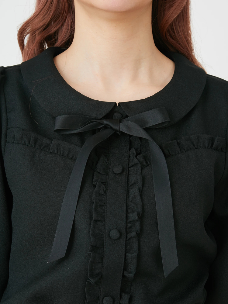 Innocent World リボンタイ フリルブラウス ブラック リボンタイフリルブラウス - Ank Rouge(アンクルージュ)のシャツ