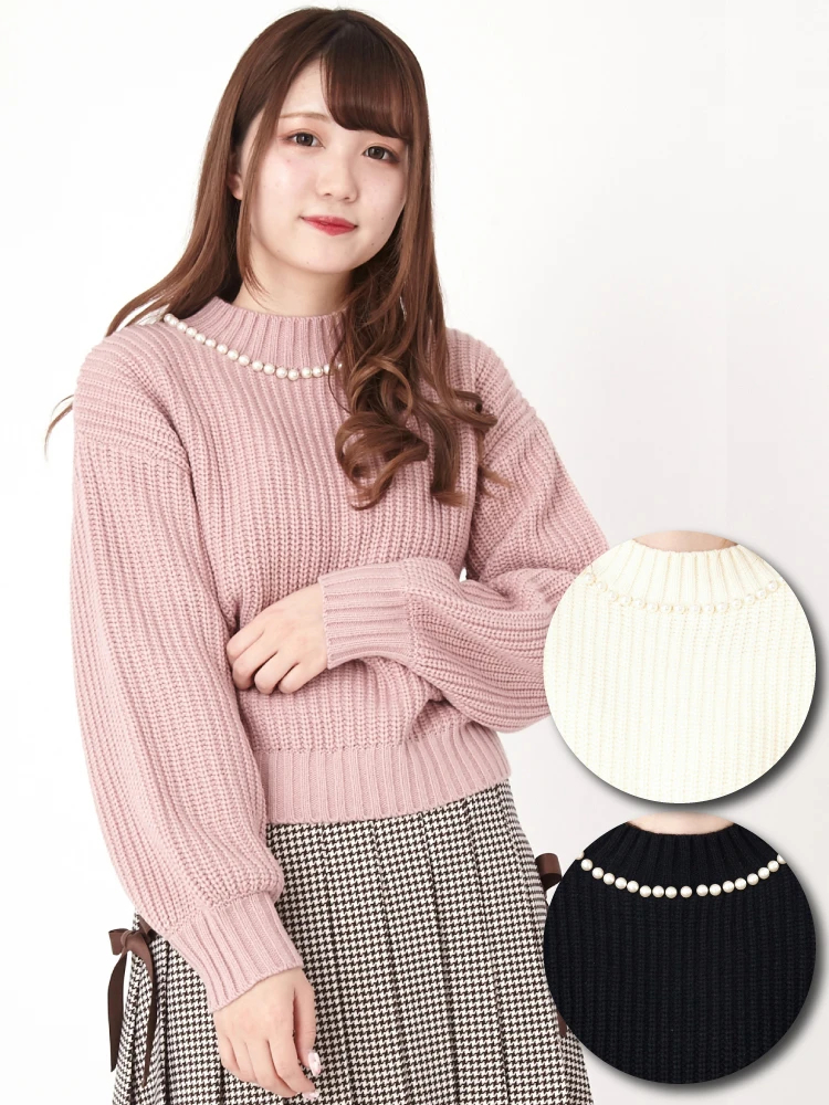 BACKリボンパールハイネックニット - Ank Rouge(アンクルージュ)の