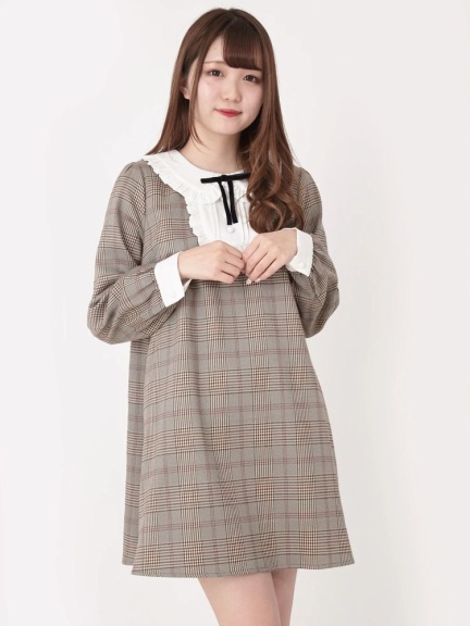 ラウンドヨークaラインチェックワンピース Ank Rouge アンクルージュ のワンピース ファッション通販 Ailand アイランド