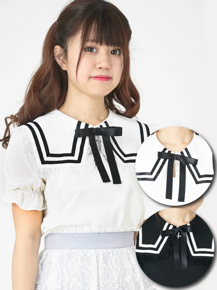 【アキ】新品未使用‼️Ageu の フリルボンディングジレ★黒★M〜L プリントリボンセーラーコート - Ank Rouge(アンクルージュ)の