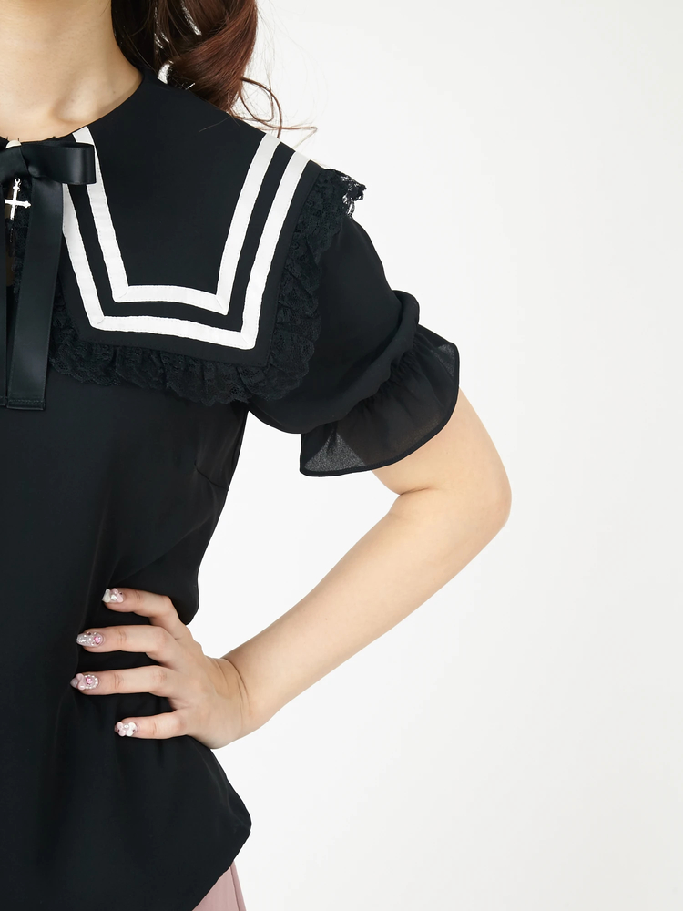 クロスチャームリボンセーラーブラウス - Ank Rouge(アンクルージュ)の