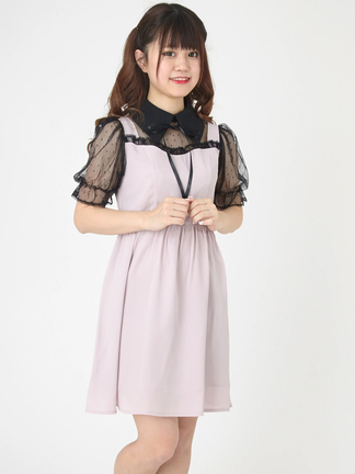 【Ank Rouge】ドットワンピース 半袖 Ank Rouge】ドットワンピース 半袖 ドットフリルパフワンピース