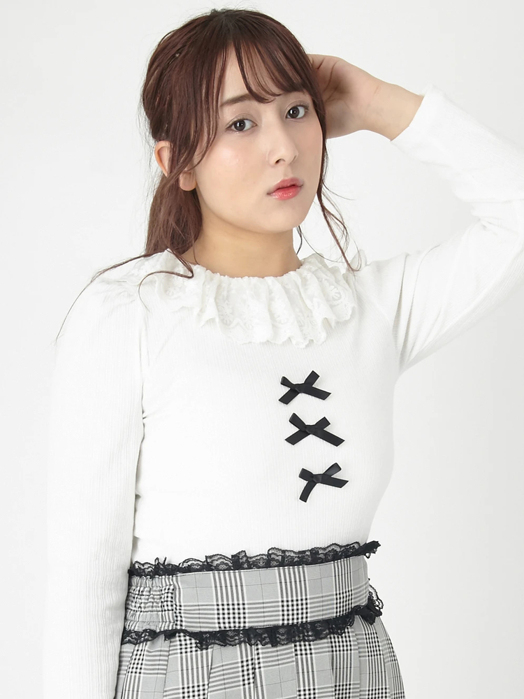 レース衿トップス - Ank Rouge(アンクルージュ)のTシャツ