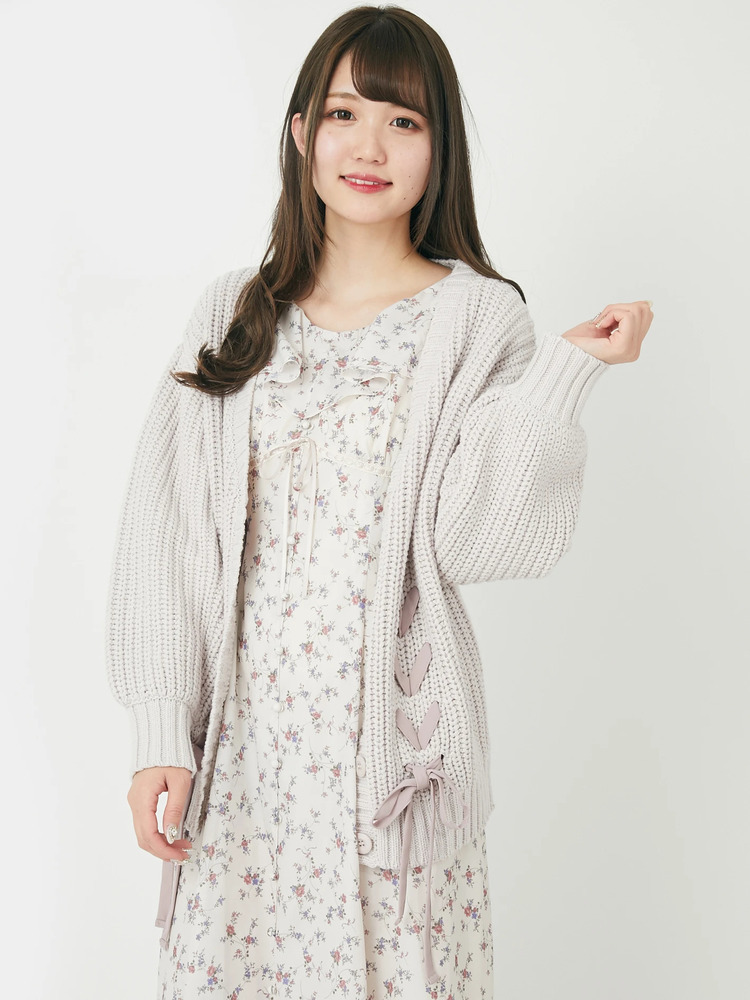 Ank Rouge - 美品 Ank Rouge カーディガン パープル レース リボン Mサイズ Ank Rouge - 美品 Ank Rouge カーディガン パープル レース