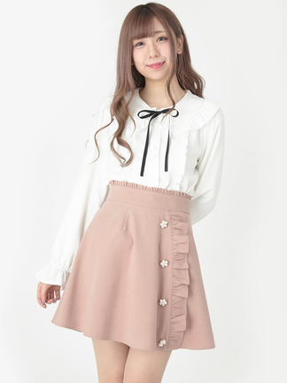bordersatbalcony サイドフリルスカート パールボタンサイドフリルスカート - Ank Rouge(アンクルージュ
