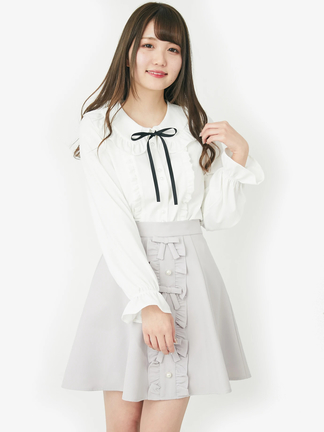 フリルリボンフレアースカート - Ank Rouge(アンクルージュ)のスカート