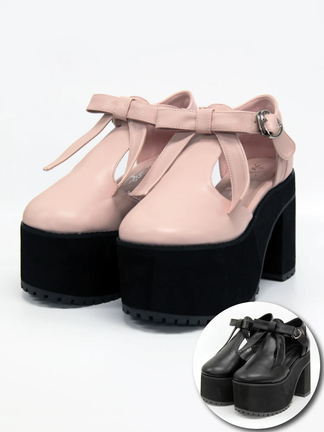 リボン厚底シューズ - Ank Rouge(アンクルージュ)のパンプス