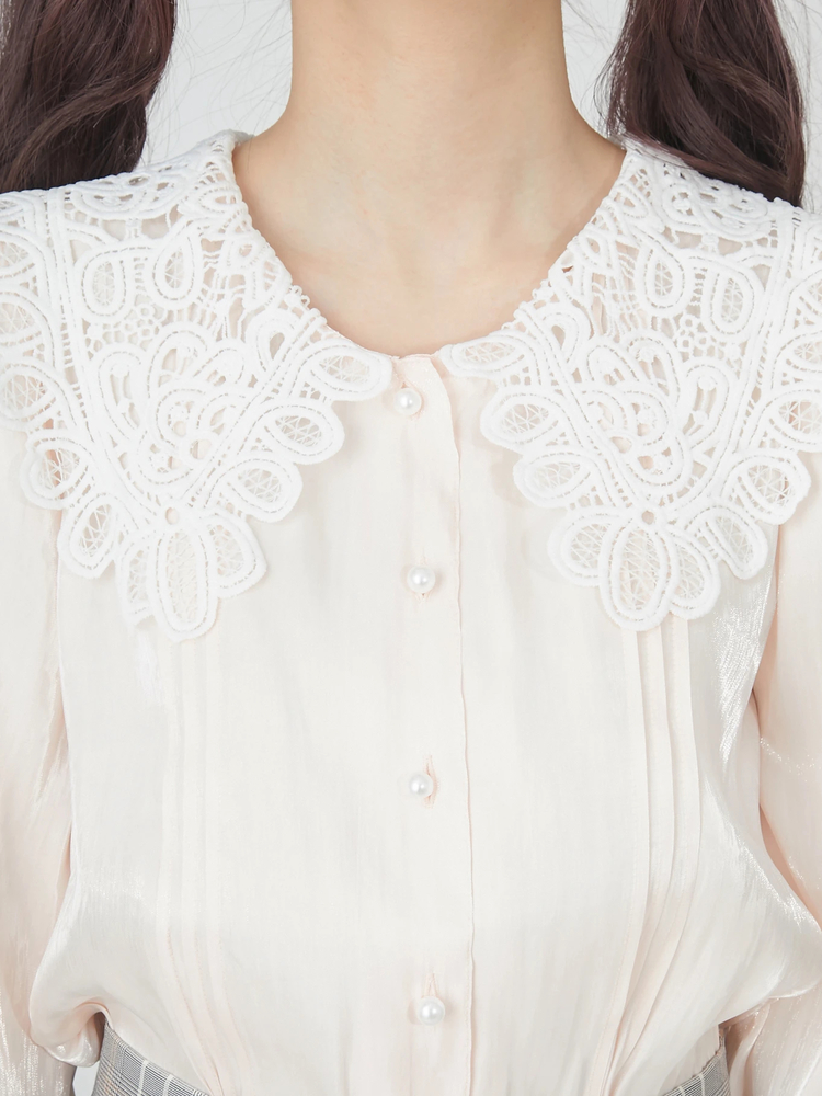 ケミカルレース衿ピンタックブラウス - Ank Rouge(アン