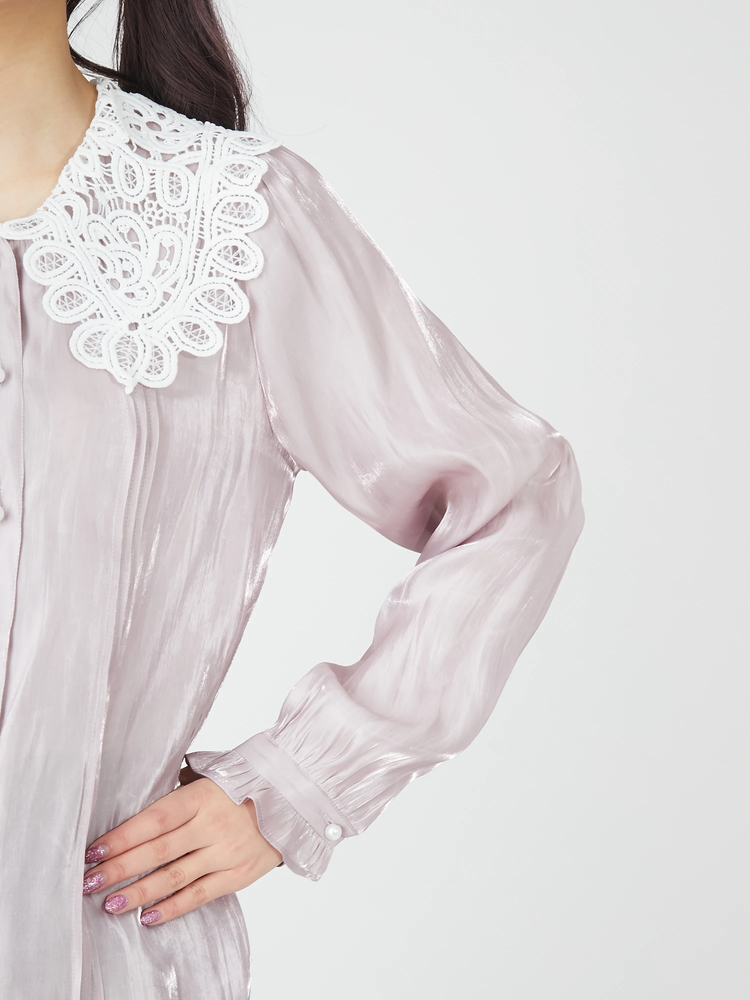 Oracion hand★sm2★袖ピンタック＆レース＊フリル襟ブラウス レースフリルブラウス - Ank Rouge(アンクルージュ)のシャツ