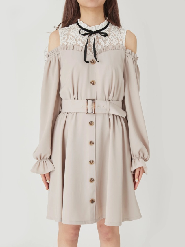 アンロワールビッグカラーオフショル トレンチ ドレス ロング 新品  