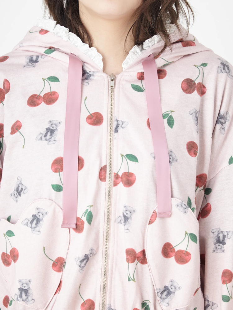 チェリーくま総柄パーカー - Ank Rouge(アンクルージュ)のパーカ