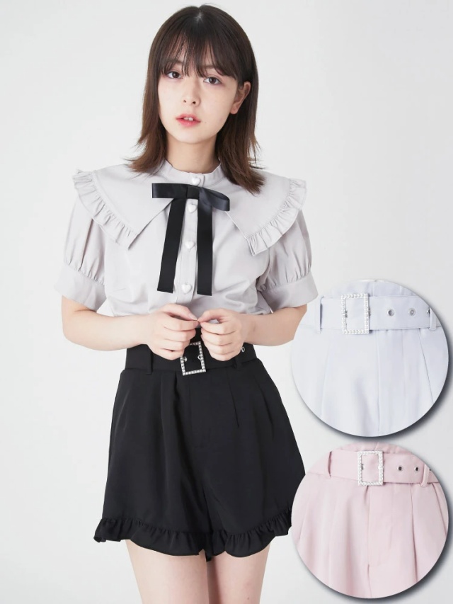 ベルト付きキュロット - Ank Rouge(アンクルージュ)のショートパンツ 