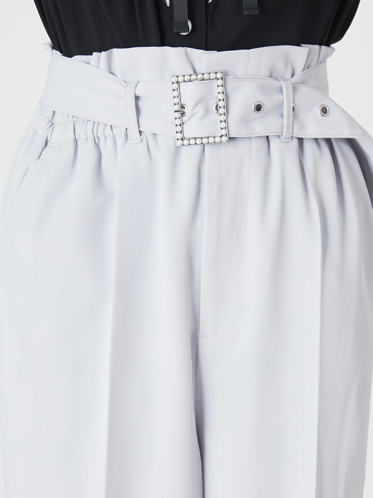 K*n様 【新品】 エキパージュ ベルトレス パンツ リネン ウール ホワイト ウォッシャブル】ナチュラルリネンブレンドワイドパンツ(パンツ