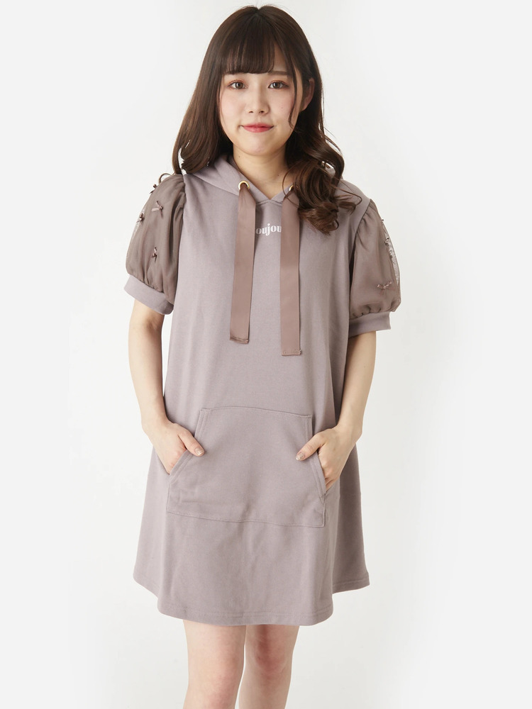 メニーリボンチュールパフパーカーワンピース - Ank Rouge(アン