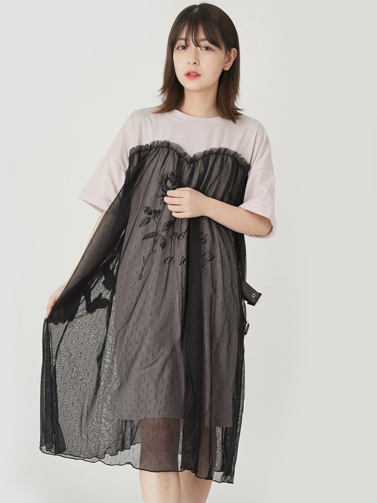 ローズフォトチュールカットワンピース - Ank Rouge(アン
