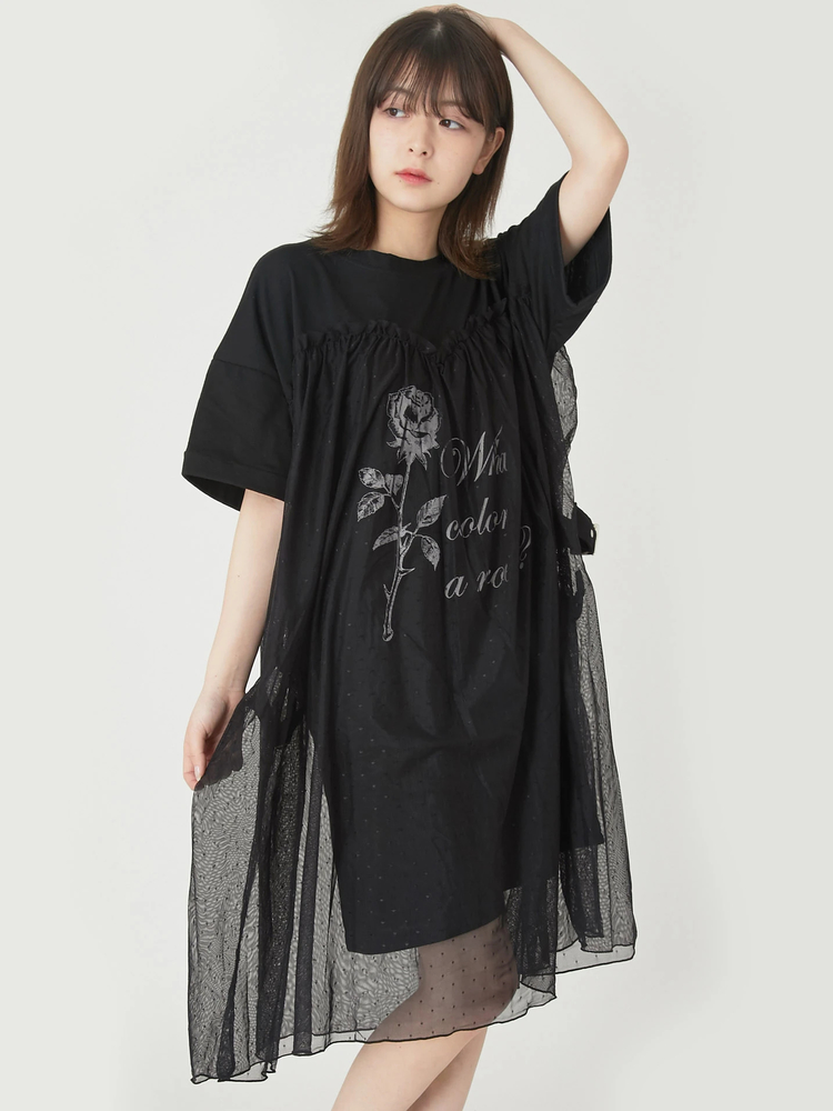 ローズフォトチュールカットワンピース - Ank Rouge(アン