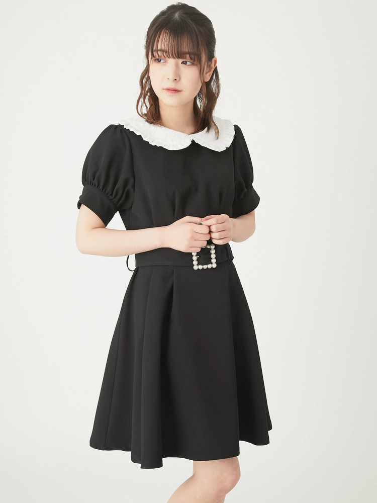 Ank Rouge パールバックルベルトJQワンピース 黒 パールバックルベルトJQワンピース - Ank Rouge(アンクルージュ