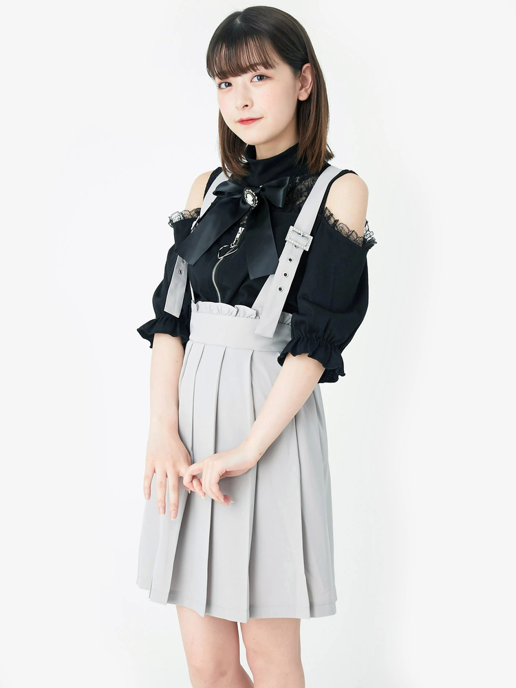 Resurrection フリル付き半袖＆プリーツスカート HOOK】for girls ベルトリボン付きプリーツスカート[品番