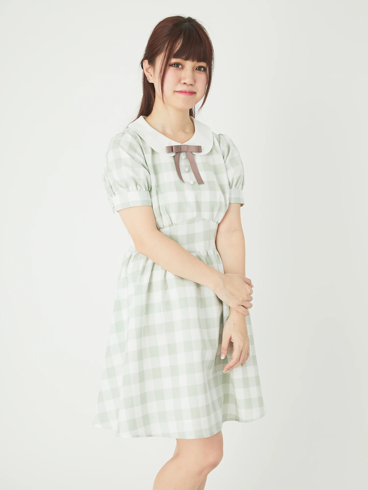 ブロックチェックパフワンピース - Ank Rouge(アンクルージュ)の