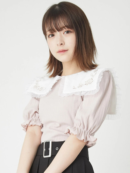 バラ刺繍TOPS(ホワイト)