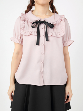 Ank Rouge♡フリル付きピンク長袖チュニック オンライン ショップ 安いファッション - Ank Rouge♡フリル付き