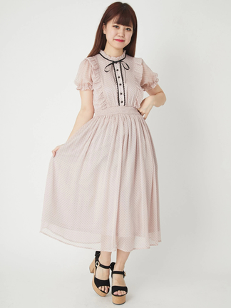 ルージュ Rouje DOT LENA ドット ロングワンピース フリル 38 Rouje June Dress Floral Multi Pink Midi Dress Size 38 US 6