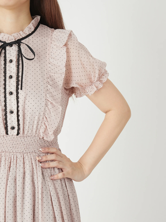 ドットシフォンフリルロングワンピース - Ank Rouge(アン