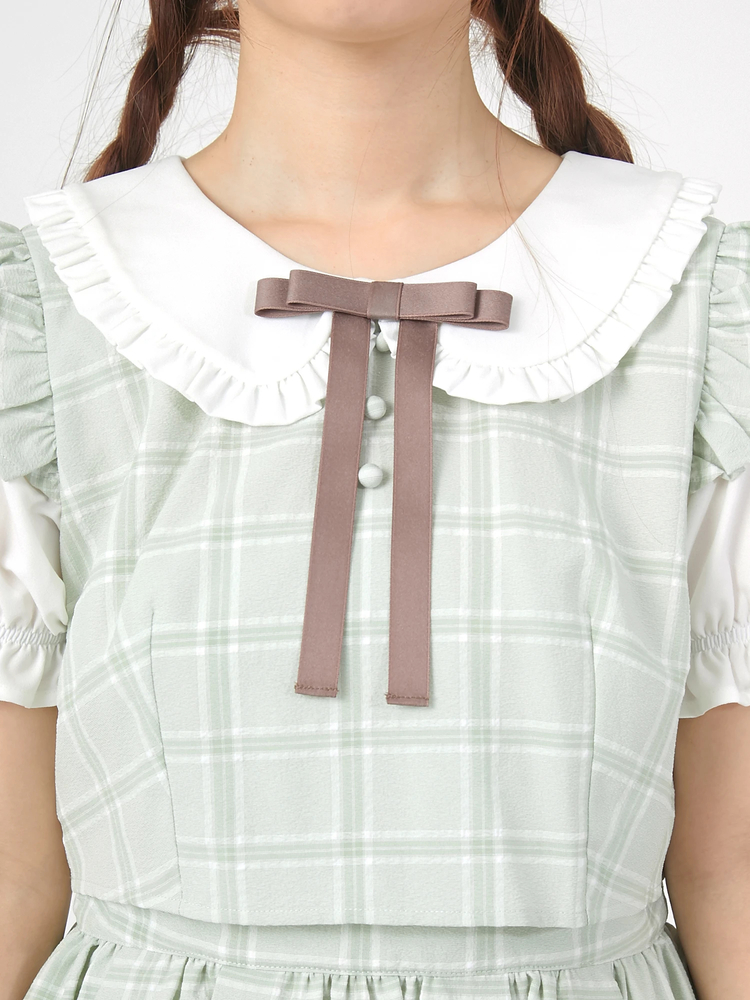 たくあん❣️ アンサンブルチェックワンピース チェック柄レースヨークワンピース - Ank Rouge(アンクルージュ