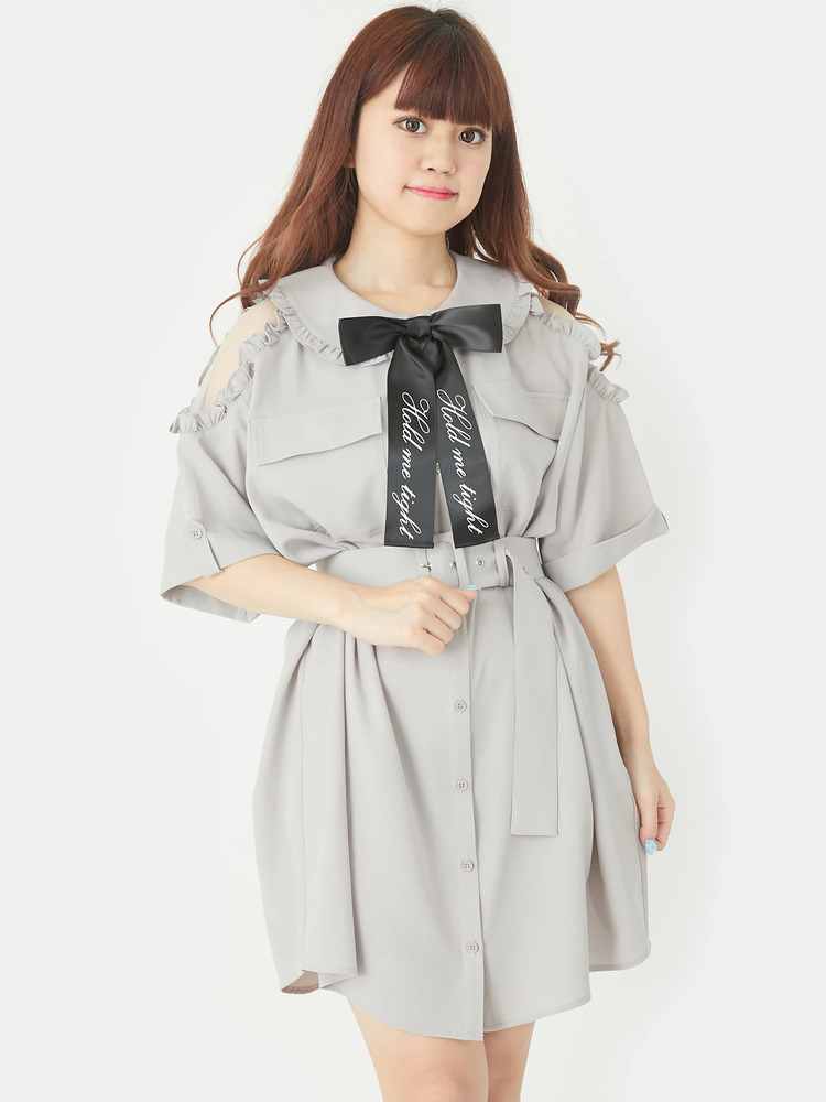 ロゴリボンBigシャツOP - Ank Rouge(アンクルージュ)のシャツワンピ