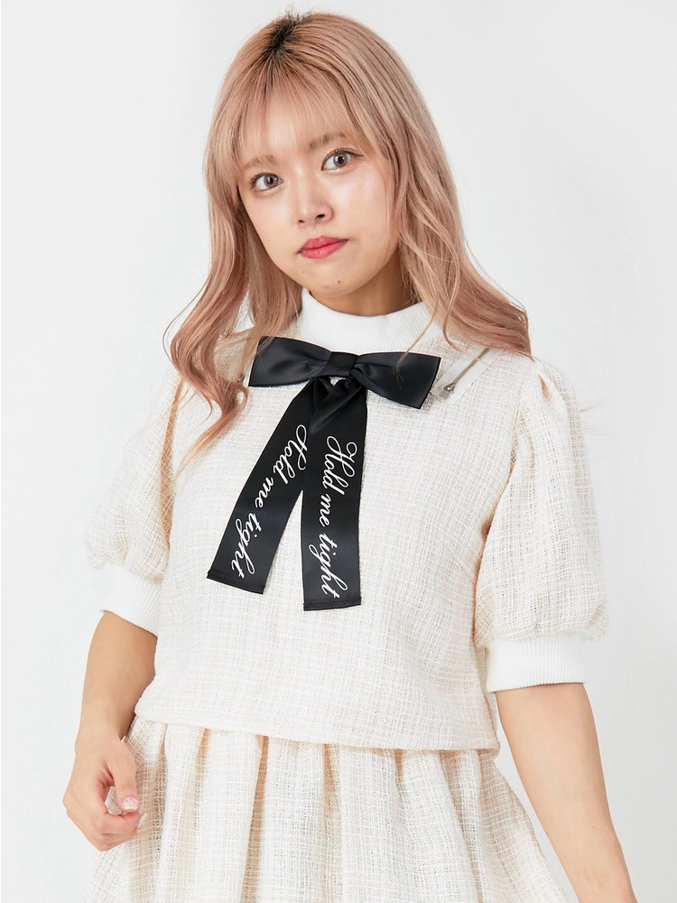 ロゴリボンツイードTOPS - Ank Rouge(アンクルージュ)のTシャツ