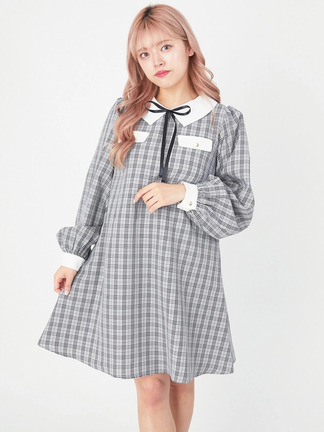 まる❣️ アンサンブルチェックワンピース チェック柄フリルサロペットワンピース - Ank Rouge(アン