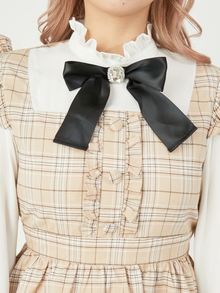 KANEKO ISAO チェックのワンピース リボン・フリル カネコイサオ