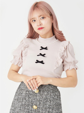 3つリボンテレコTOPS - Ank Rouge(アンクルージュ)のTシャツ
