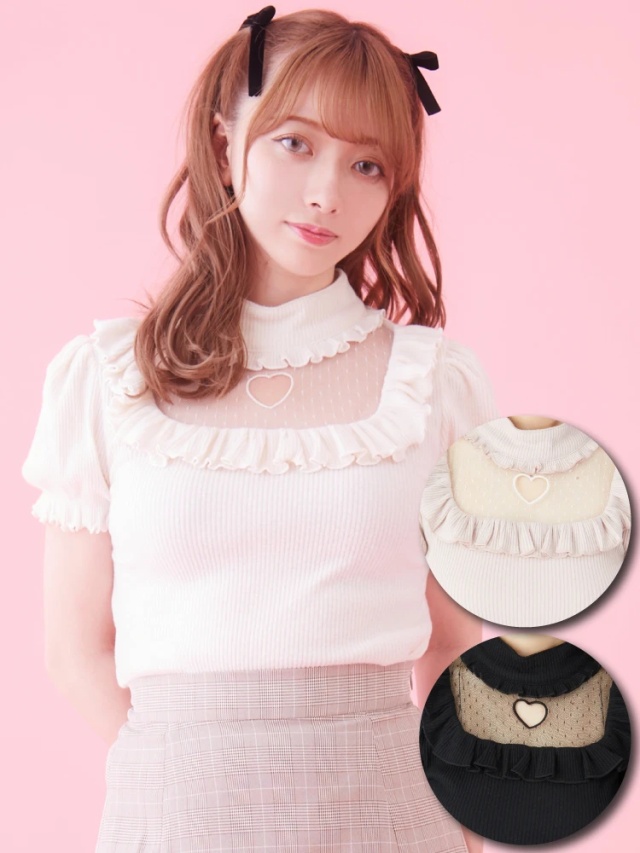 ハートくりぬきパフTOPS - Ank Rouge(アンクルージュ)のTシャツ 