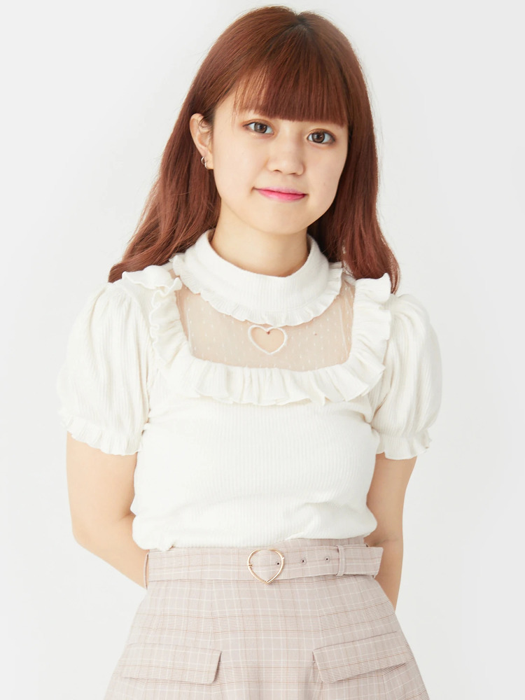 アンファン　ハートのくりぬき2連パーテーション ハートくりぬきパフTOPS - Ank Rouge(アンクルージュ)のTシャツ
