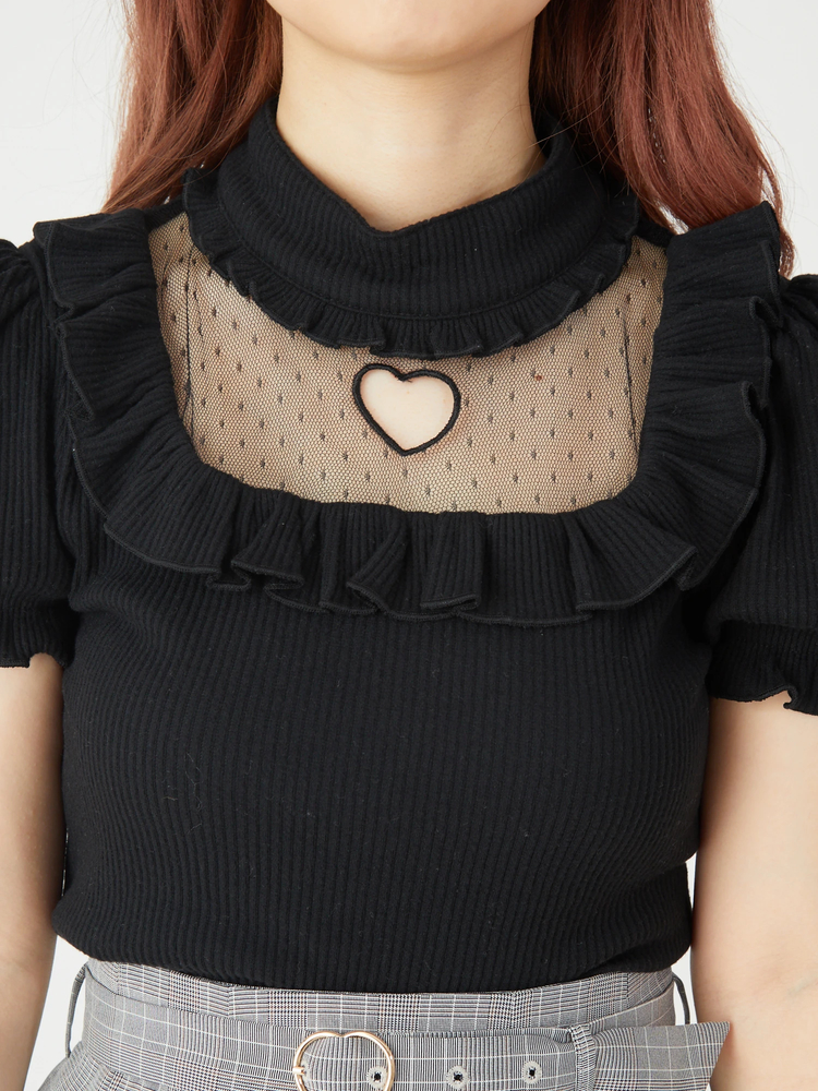 ハートくりぬきパフTOPS - Ank Rouge(アンクルージュ)のTシャツ