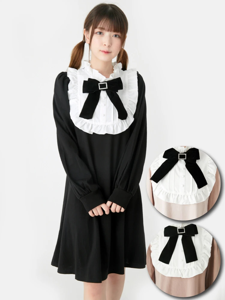 F.i.n.t × KUROMI/ヒートカットクレリックヨークワンピース F.i.n.t × KUROMI ヒートカットクレリックヨークワンピース