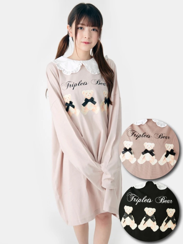 3匹のくまちゃんロンTE - Ank Rouge(アンクルージュ)のTシャツ 