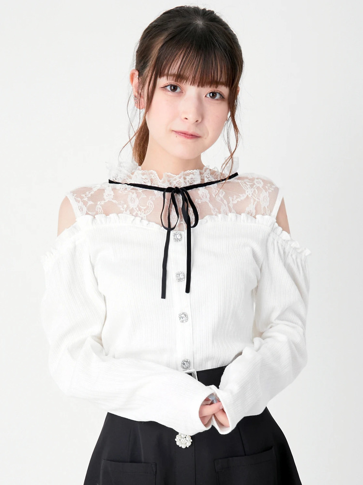 専用　GIVENCHY ヴィンテージ　シルクオーガンジーカシュクールブラウス フラワーテープ刺繍オーガンジーブラウス(ブラウス・シャツ